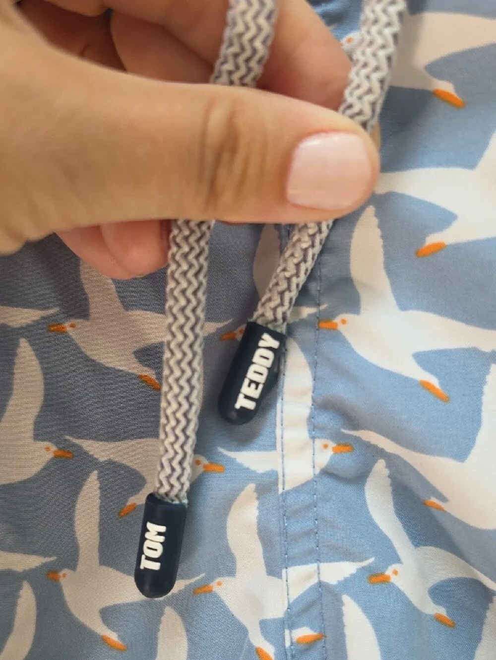 Tom & Teddy Blue & White Seagull Print Swim Trunks